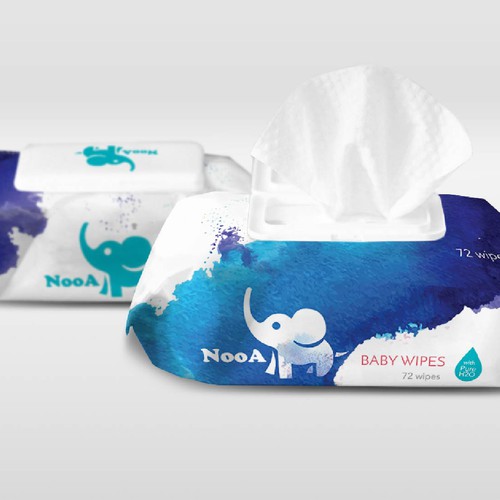 NooA baby wipe packaging design