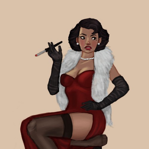 Retro/Hollywood Glam Woman Illustration