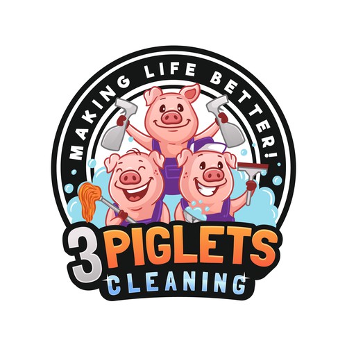 3 Piglets Cleaning 