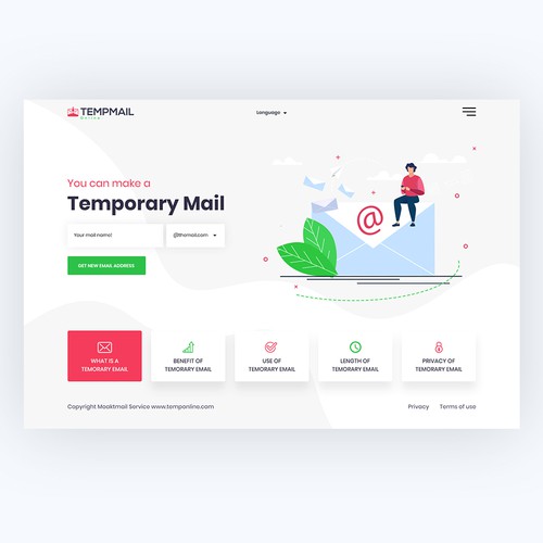 Tempmail website design 