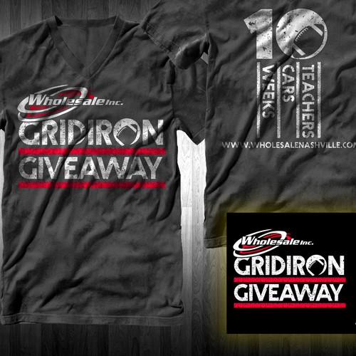 T-shirt design for “Gridiron Giveaway”