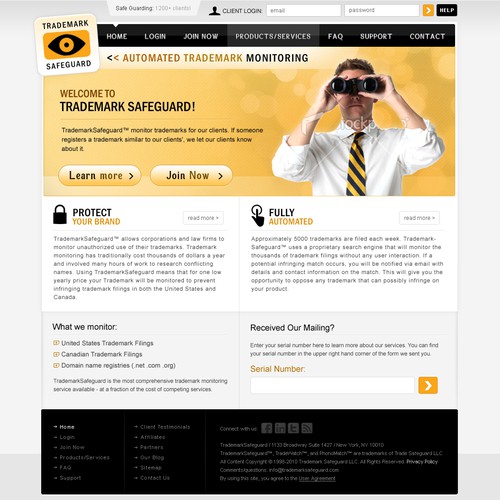 website design for Trademark Safeguard