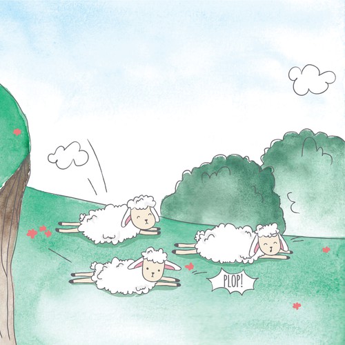 Watercolor sheep illustrations for a children book