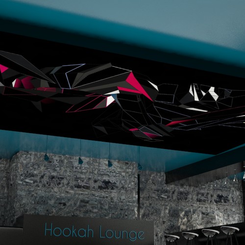 3D Realistic Interior Design for Hookah Lounge