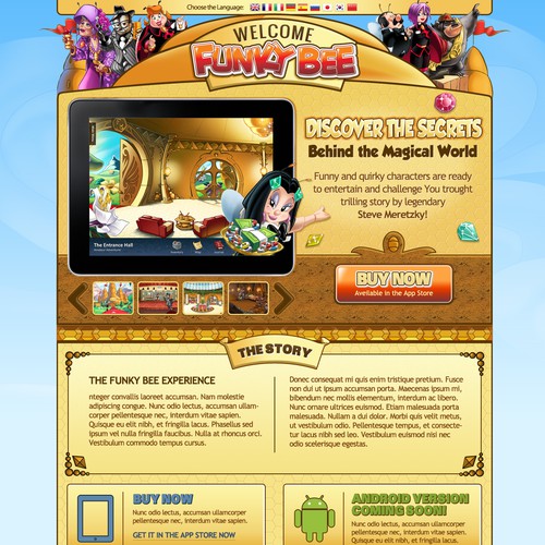 Website design for Funky Bee Games