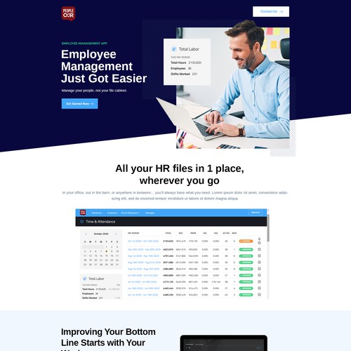 Employee Management app website redesign