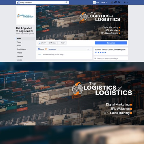 Facebook cover for logistic company