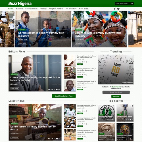 Clean and Modern wordpress design for BuzzNigeria.