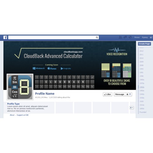 Bold Facebook Cover Design Concept For Mobile App