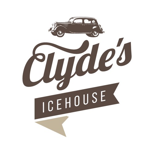 Clyde's Icehouse barbecue restaurant logo design