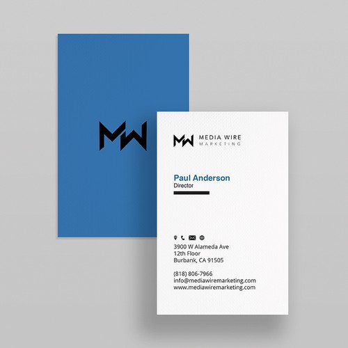 Business card for Media Wire Marketing