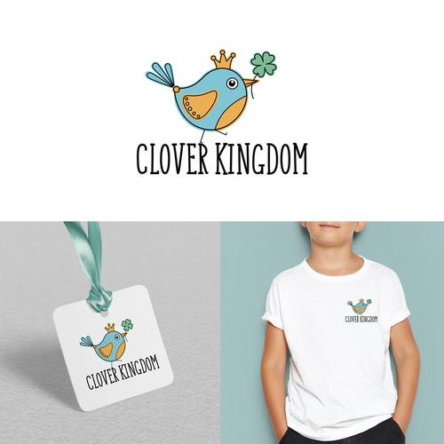 Playful logo design for Kids Fashion Clothin “Clover Kingdom”