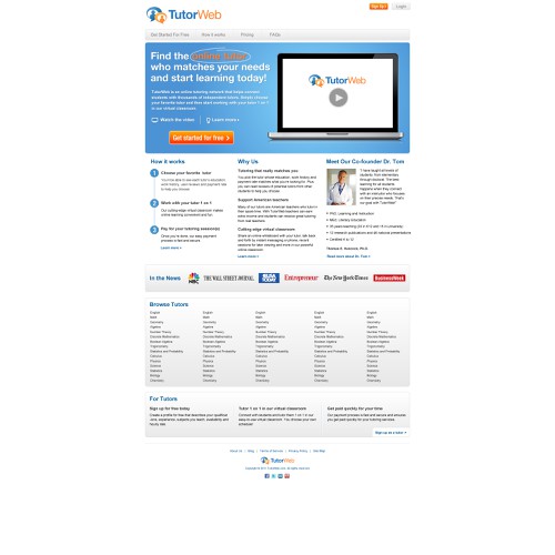 Create the next Web Page Design for TutorWeb