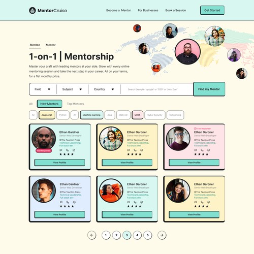 Mentor finding Web landing page