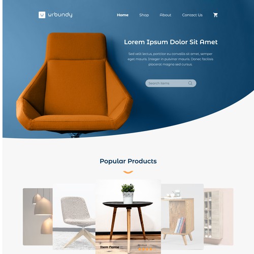 Concept for a furniture and home decor items website