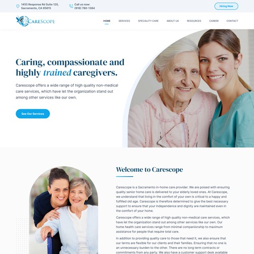 Website redesign concept for Carescope 