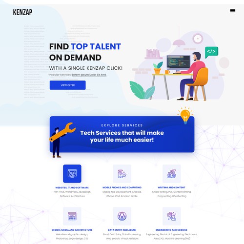 Homepage Design for KENZAP