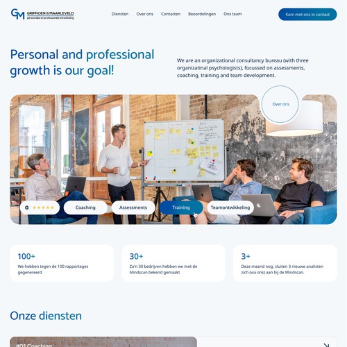 Landing page design for a consulting agency