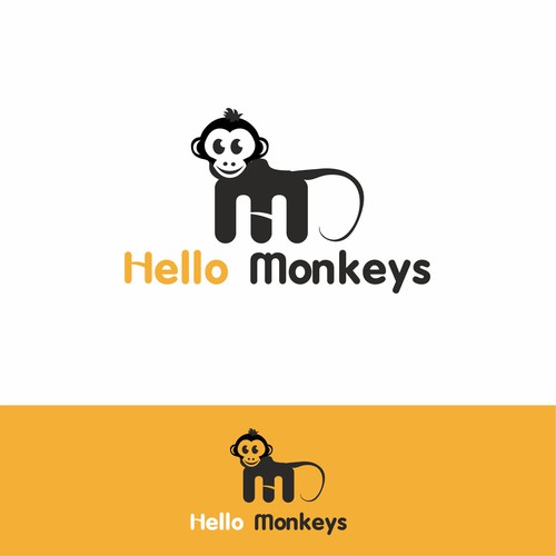 logo con lettere H ed M  che formano il marchio"monkeys", positivo su negativo