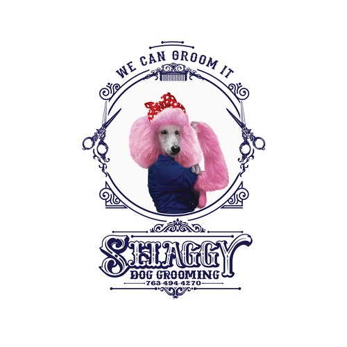 illustrative logo of shaggy dog grooming