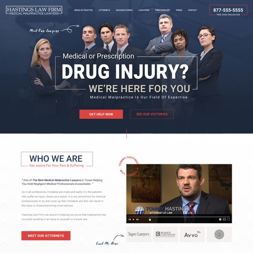 Medical Injury Law Firm Design - w/ Wireframes