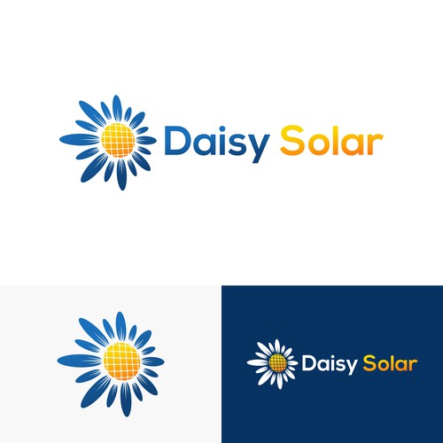 Solar Daisy Flower logo