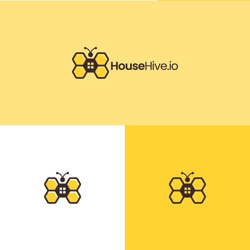 Househive logo design - Letter h hive house bee logo design