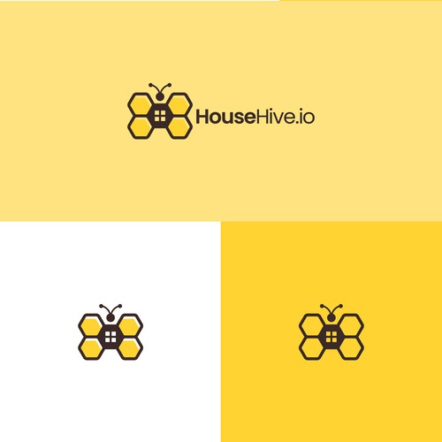 Househive logo design - Letter h hive house bee logo design