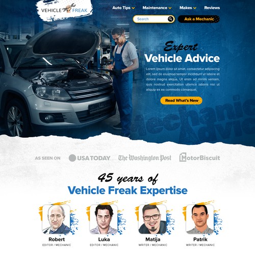 Vehicle Advice Website Design
