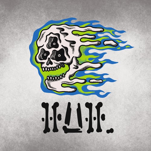 Skull Head Skateboard and Surf Tees Design