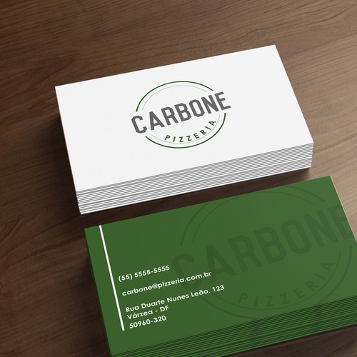 Logo and business card for a pizzaria