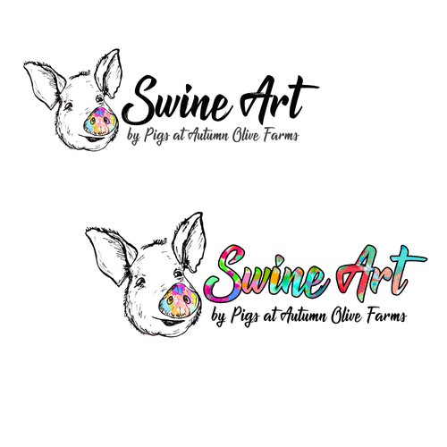 Artistic Logo for paintings made by pigs at a farm.