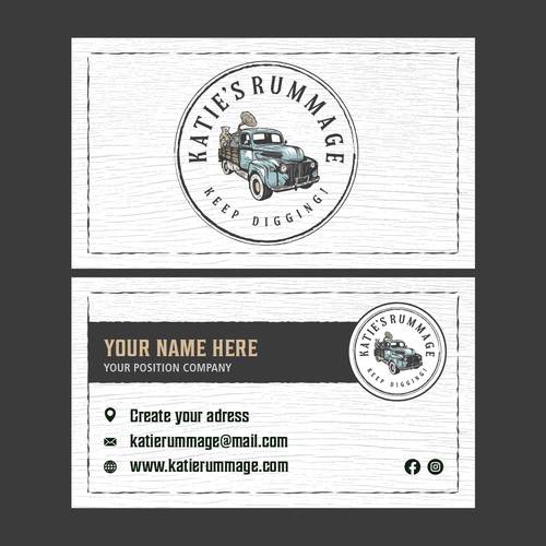 Business card needed for our new Etsy store! Reclaimed & vintage handmade