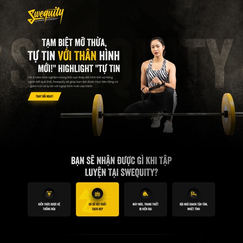 Sleek lading page for a gym chain.