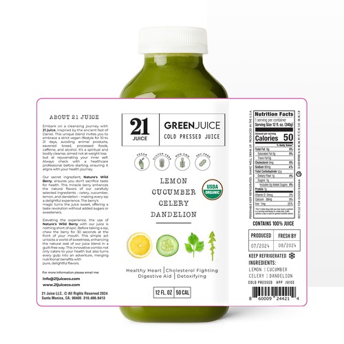 Label design for green juice