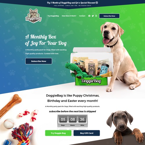 Doggie Subscription Box Website Design