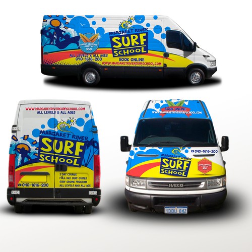 fun van wrap for surf school