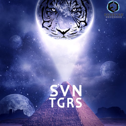 Sci-fi landscape with tiger on planet