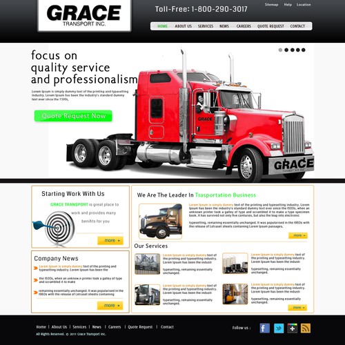 Create the next website design for Grace Transport Inc.