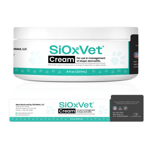 Professional Jar Label Design for SiOxVet Topical Cream