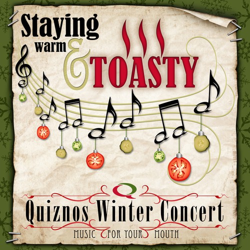 A warm & toasty holiday music poster design for the Quiznos calendar contest