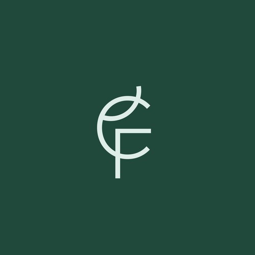 This minimalist “CF” monogram intertwines the letter “C” with a stylized fish symbol, subtly referencing Christ through the ichthys. The clean geometry and symmetry offer a modern, versatile identity ideal for apparel, branding, and icon use.