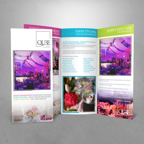 Flyer for an award winning events company.