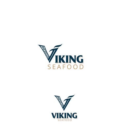 Nordic ornaments in initial based Viking Seafood logo