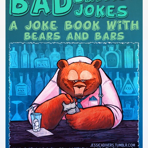 "Bad British Jokes", a cover for a dry joke book with bears and bars