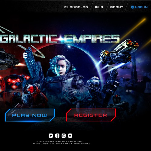 Scifi Web Game looking for new Homepage and New User page.