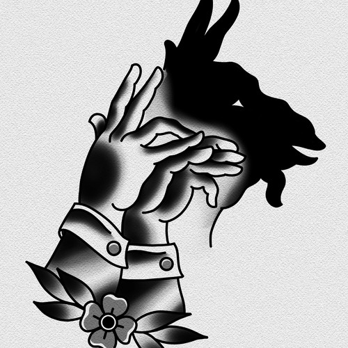 Create hand shadow puppet tattoo design