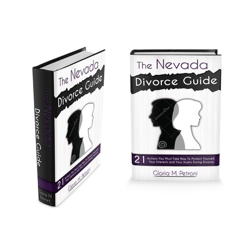 Create a scene of a caricature couple being torn apart by divorce for an e-book on Nevada divorce laws