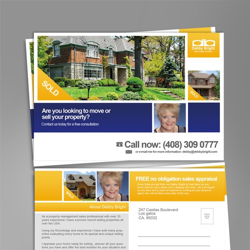 Help Debby Bright, Real Estate Broker with a new postcard, flyer or print