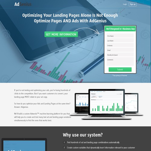 Create a landing page for an advertising technology company